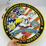 NEVER FORGET FALLEN HEROES NAVY ARMY MILITARY MC Biker Patch Set Iron On Vest Jacket Rocker Hells-ASTROSHADEZ.COM-ASTROSHADEZ.COM