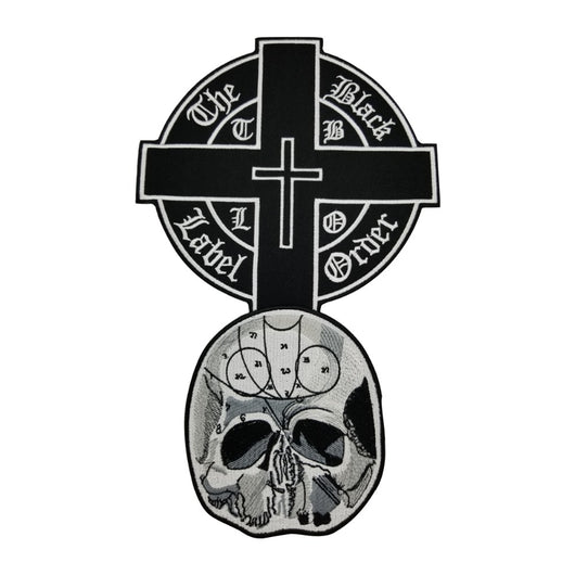 Black Label Order Cross MC Biker Patch Set Iron On Vest Jacket Rocker Hells XL LARGE-ASTROSHADEZ.COM-ASTROSHADEZ.COM