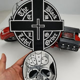 Black Label Order Cross MC Biker Patch Set Iron On Vest Jacket Rocker Hells XL LARGE-ASTROSHADEZ.COM-ASTROSHADEZ.COM