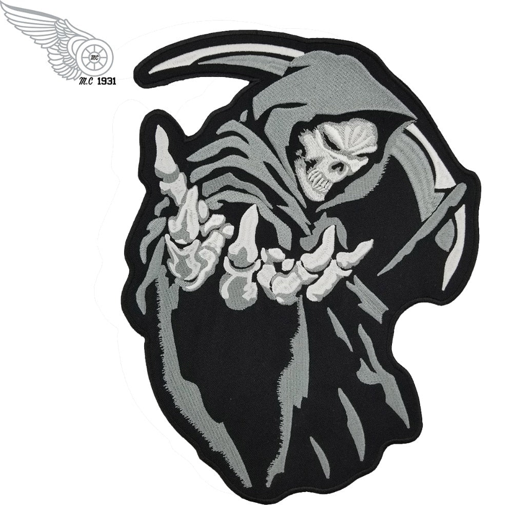 Skull Reaper Embroidered Iron On Patches For DIY Sewing On Jackets, Vests,  Coats, Motorcycles, And Biker Vest Patches From Jonnaean, $16.08