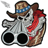 Shotgun Willy Willie Cowboy Skull Embroidered Iron Patch LARGE-ASTROSHADEZ.COM-ASTROSHADEZ.COM