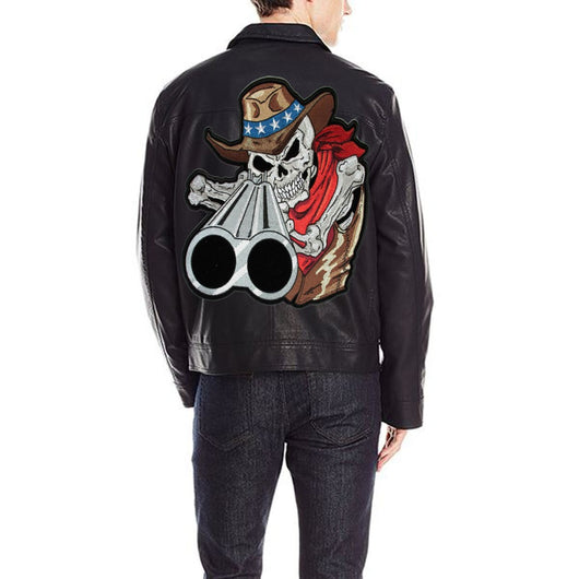 Shotgun Willy Willie Cowboy Skull Embroidered Iron Patch LARGE-ASTROSHADEZ.COM-ASTROSHADEZ.COM