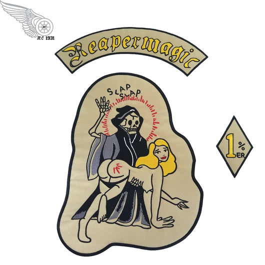REAPERMAGIC 1% MC Iron On Patch Motorcycle MC Biker Large Full Back Size Embroidery Patch for Jacket Vest Rocker Custom-ASTROSHADEZ.COM-ASTROSHADEZ.COM