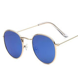 Unisex 'Fellow' Round Sunglasses-Women's Sunglasses-Love Will Remember-Gold F Blue-ASTROSHADEZ.COM
