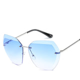 Womens 'Modena' Rimless Circular 2-Tone Colored Lens Sunglasses Astroshadez-Women's Sunglasses-Astroshadez-Blue-ASTROSHADEZ.COM