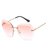 Womens 'Modena' Rimless Circular 2-Tone Colored Lens Sunglasses Astroshadez-Women's Sunglasses-Astroshadez-Pink-ASTROSHADEZ.COM