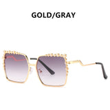 Womens 'Krystal' Studded Square Sunglasses Astroshadez