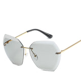 Womens 'Modena' Rimless Circular 2-Tone Colored Lens Sunglasses Astroshadez-Women's Sunglasses-Astroshadez-Black-ASTROSHADEZ.COM