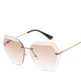 Womens 'Modena' Rimless Circular 2-Tone Colored Lens Sunglasses Astroshadez-Women's Sunglasses-Astroshadez-Brown-ASTROSHADEZ.COM