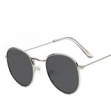 Unisex 'Fellow' Round Sunglasses-Women's Sunglasses-Love Will Remember-Silver F Black-ASTROSHADEZ.COM