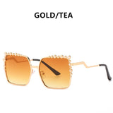 Womens 'Krystal' Studded Square Sunglasses Astroshadez