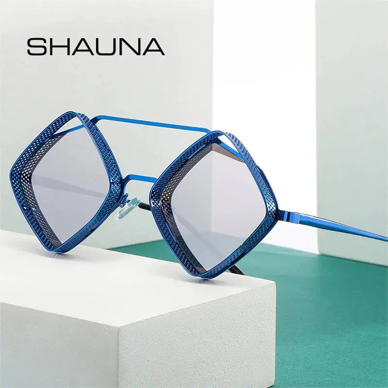 Aureon Black Metal Perforated Frame Sunglasses Astroshadez