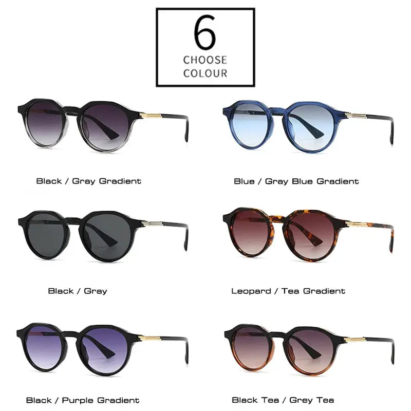 SHAUNA round sunglasses with gradient UV400 lenses in six frame colors; retro punk style – Astroshadez