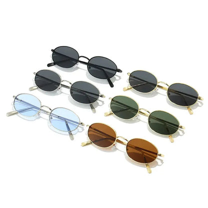 SHAUNA retro oval metal-frame sunglasses with round lenses in assorted colors – Astroshadez