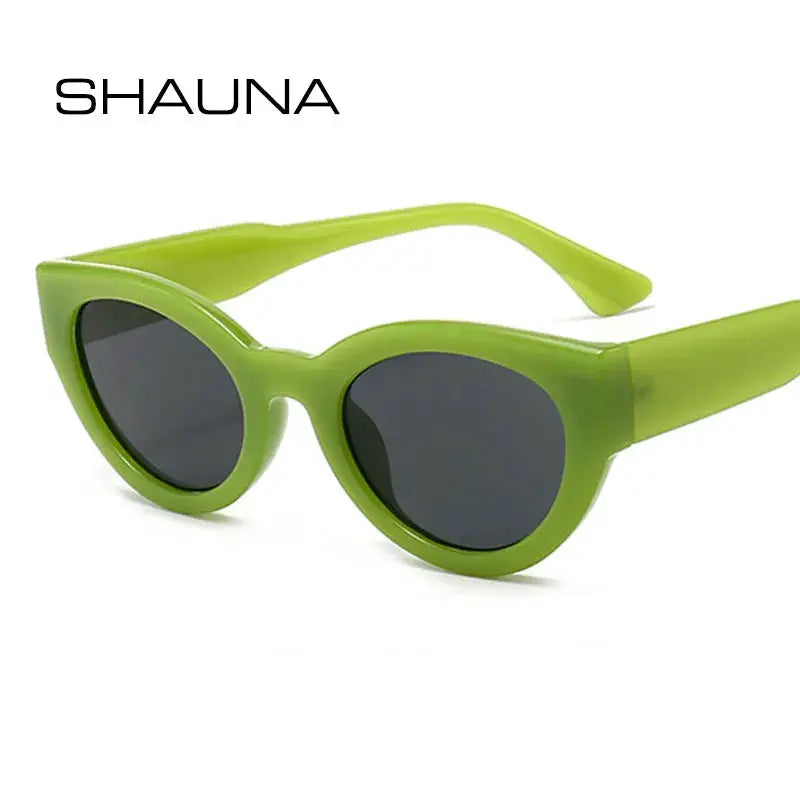 SHAUNA retro cat-eye sunglasses with jelly green frame and dark UV400 lenses – Astroshadez