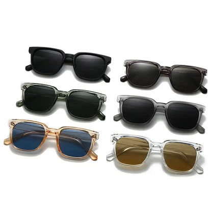 SHAUNA square sunglasses set: six unisex frames in black, green, clear, gray, brown, amber lenses – Astroshadez