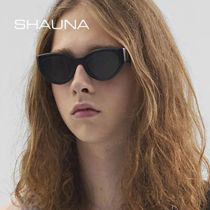 SHAUNA retro women cat-eye sunglasses with black frame and dark lenses – Astroshadez