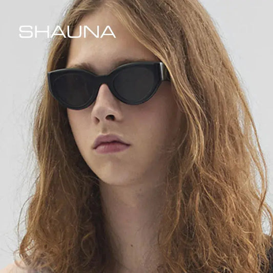 SHAUNA retro women cat-eye sunglasses with black frame and dark lenses – Astroshadez