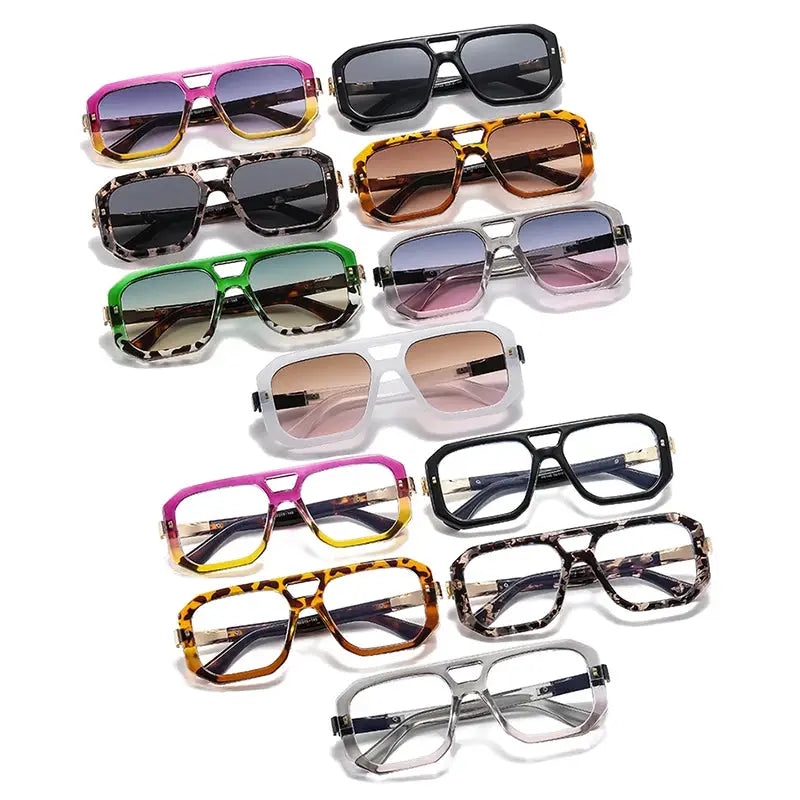 SHAUNA double-bridge square sunglasses in a colorful multi-pack (pink, black, tortoise) – Astroshadez