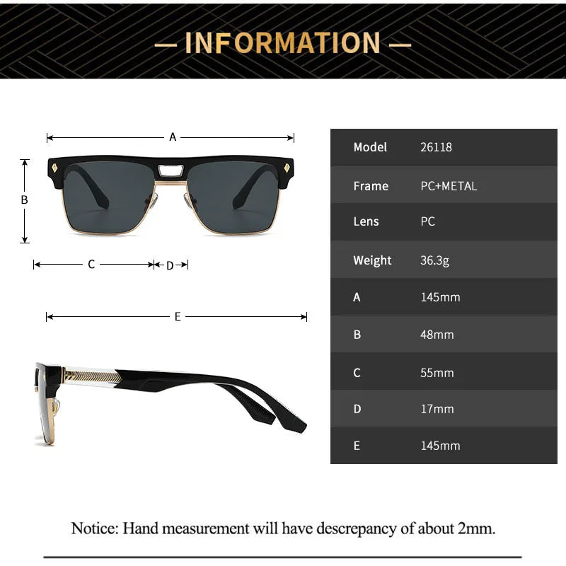 SHAUNA Oversize Half Frames Double Bridges Retro Men Square Sunglasses Fashion Luxury Women Rivets Trending Shades UV400