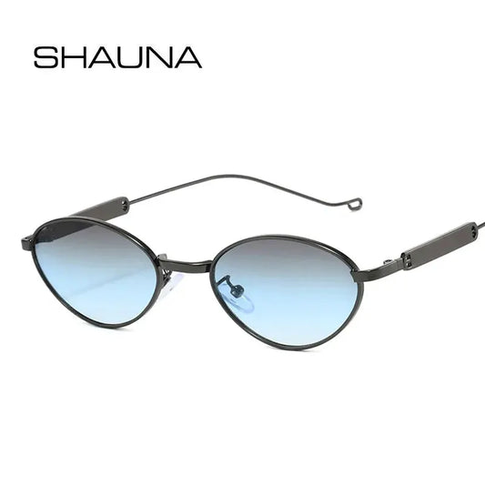 SHAUNA small cat-eye sunglasses with metal frame and blue gradient UV400 lenses – Astroshadez