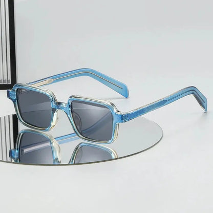 SHAUNA New Square Sunglasses with translucent blue frame and gray-blue lenses – Astroshadez