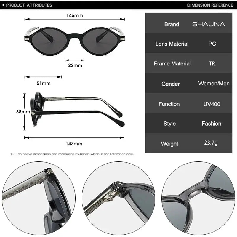 SHAUNA vintage polygon cat-eye sunglasses with black frame, dark gray lenses, riveted temples – UV400 – Astroshadez
