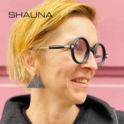SHAUNA round sunglasses with bold black frame and pink-tinted lenses – Astroshadez