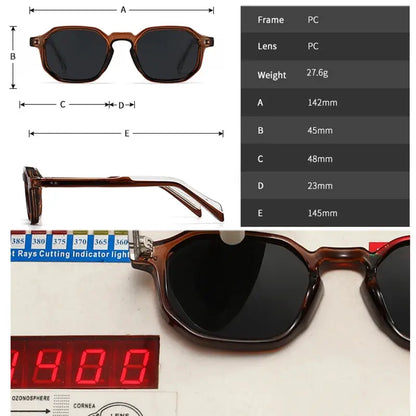SHAUNA polygon square polarized sunglasses with brown translucent frame, dark lenses – Astroshadez