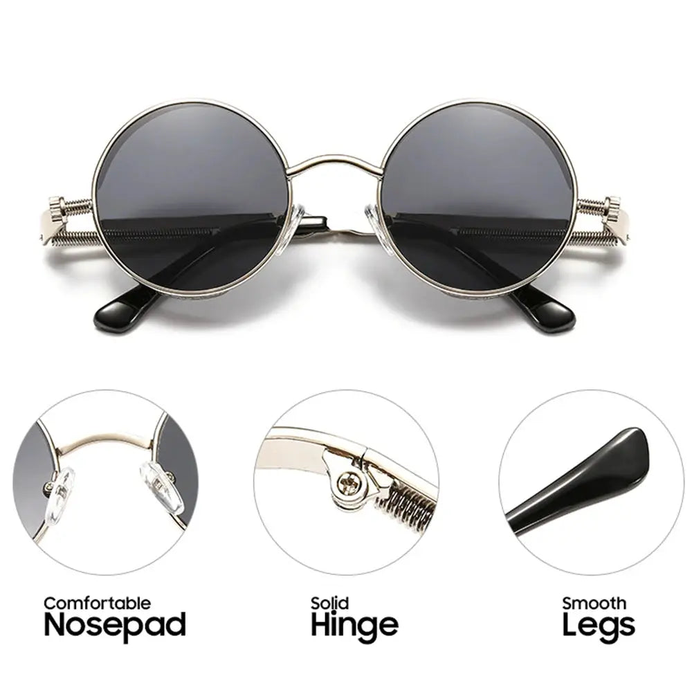 Aurelius Crimson Gold Round Steampunk Sunglasses Astroshadez by ASTROSHADEZ.COM