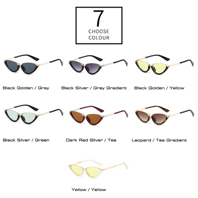 SHAUNA Retro Small Cat Eye Women Sunglasses Fashion Clear Ocean Lens Shades UV400 Men Trending Punk Gradient Sun Glasses