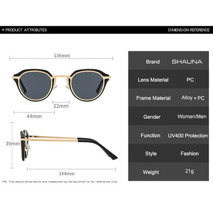 Sunglasses SHAUNA oval frame, gold metal with dark lenses, fashion UV400 – Astroshadez