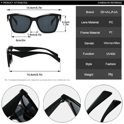 SHAUNA cat-eye sunglasses with black frame and dark gradient lenses; rivet accents, UV400 fashion eyewear – Astroshadez