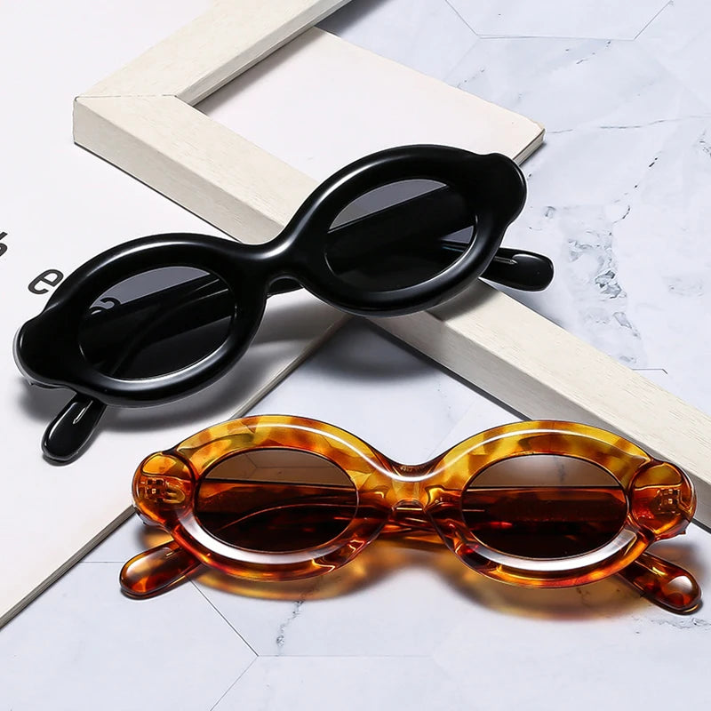 SHAUNA Retro Oval Punk Women Men Polarized Sunglasses Shades UV400