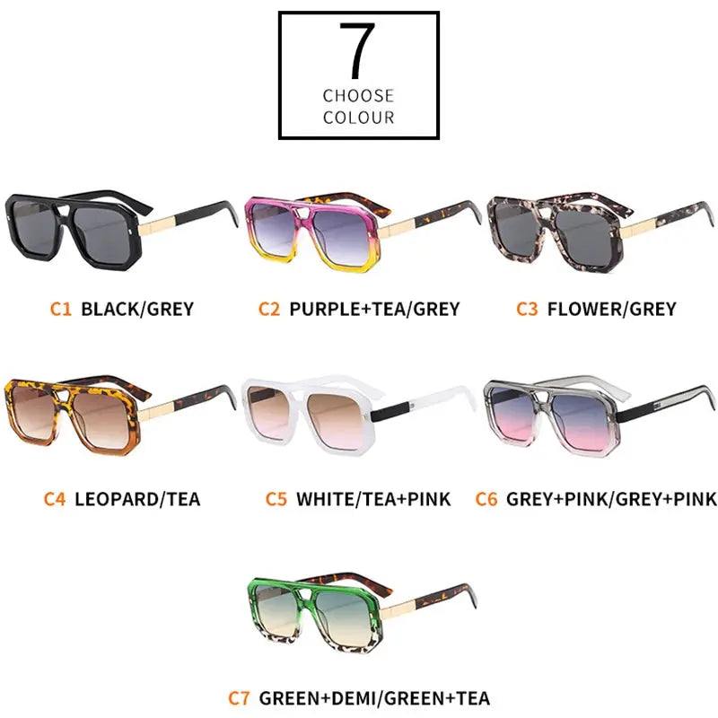 SHAUNA square double-bridge sunglasses in seven colorways with gradient lenses – Astroshadez