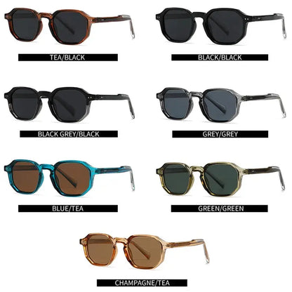 SHAUNA polygon square polarized sunglasses with retro rivets; unisex frame in multiple colors – Astroshadez