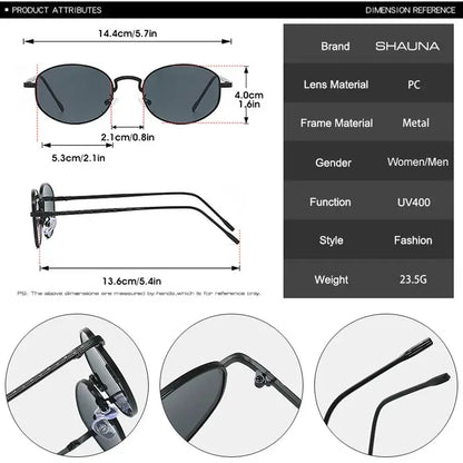 SHAUNA New oval metal sunglasses with black frame and blue-purple tinted lenses, UV400 protection – Astroshadez
