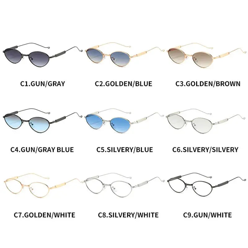 SHAUNA Fashion Metal Frame Small Cat Eye Women`s Sunglasses UV400, 9 color variants shown – Astroshadez