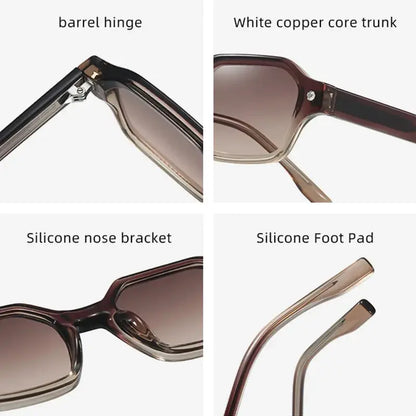 SHAUNA small polygon square sunglasses, brown translucent frame with gradient brown lenses – Astroshadez