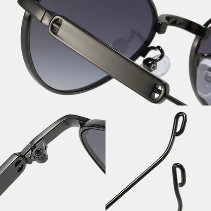 SHAUNA fashion metal-frame small cat-eye sunglasses with gradient gray lenses, UV400 – Astroshadez