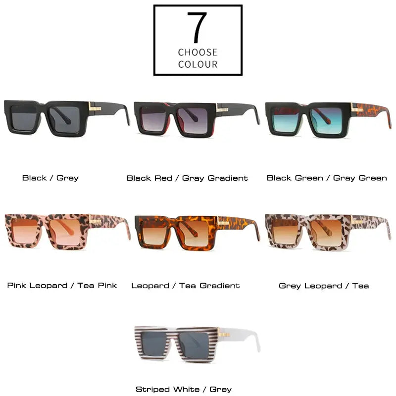 SHAUNA retro square sunglasses, 7 colorways including leopard gradient, UV400 – Astroshadez