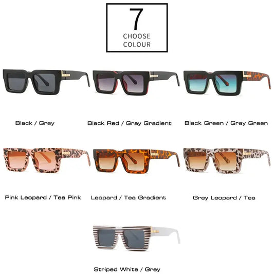 SHAUNA retro square sunglasses, 7 colorways including leopard gradient, UV400 – Astroshadez