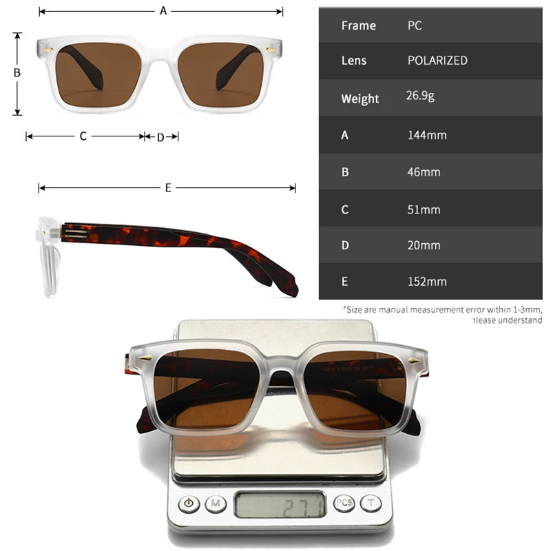 SHAUNA New Square Polarized Sunglasses Men Shades UV400 Retro Rivets Women Trending Punk Outdoor Sun Glasses