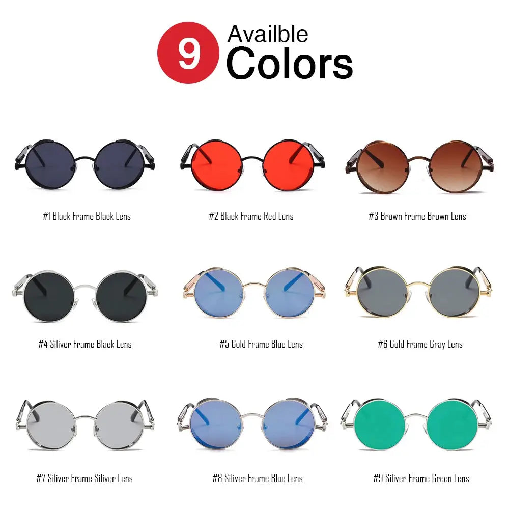 Aurelius Crimson Gold Round Steampunk Sunglasses Astroshadez by ASTROSHADEZ.COM
