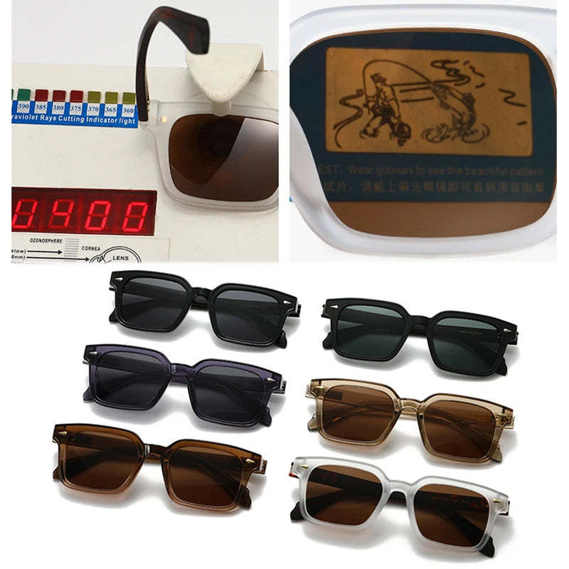 SHAUNA New Square Polarized Sunglasses Men Shades UV400 Retro Rivets Women Trending Punk Outdoor Sun Glasses