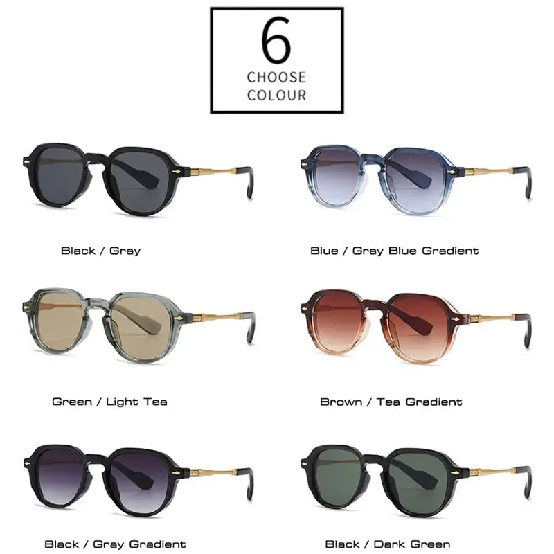 SHAUNA Retro Oval sunglasses; six frame colorways, rivet accents, gradient UV400 lenses – Astroshadez
