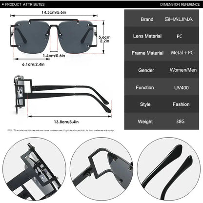 SHAUNA square black metal-frame sunglasses with double bridges and blue ocean gradient lenses – Astroshadez