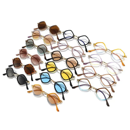 SHAUNA retro small polygon square sunglasses set, assorted frame colors with ocean gradient lenses – Astroshadez