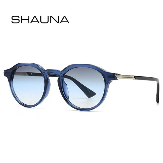 SHAUNA round blue translucent frame sunglasses with gradient UV400 lenses, retro punk style – Astroshadez
