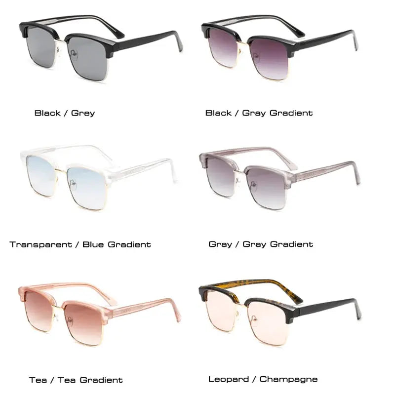 SHAUNA Retro Square Semi-Metal Sunglasses with gradient lenses, six colorways – Astroshadez
